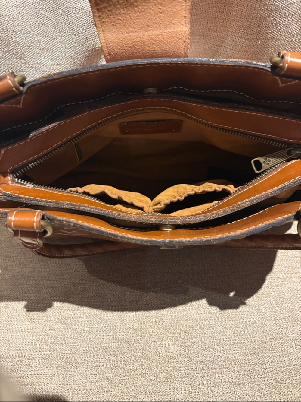 Patricia Nash Tooled Leather Satchel in Chestnut Brown - Picture 7 of 8